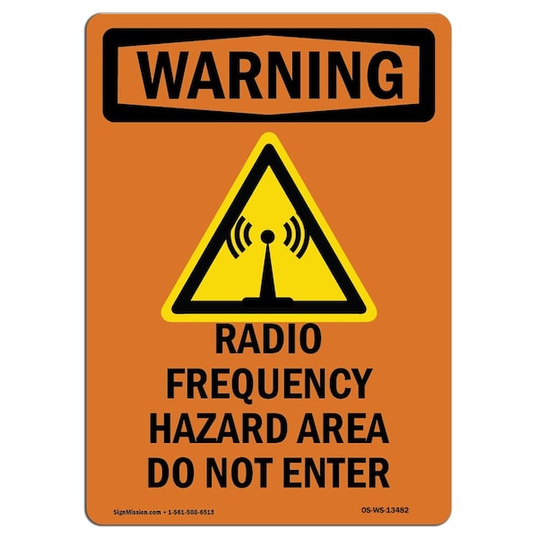 OSHA WARNING, Radio Frequency Hazard W/ Symbol, 5in X 3.5in Decal, 10PK, OS-WS-D-35-V-13482-10PK